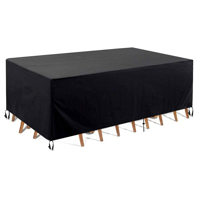 180x120x74cm,Housse de Table Jardin Rectangulaire Imperméable, 210D Anti-UV Housse de Protection Salon Bache Table Exterieur - black