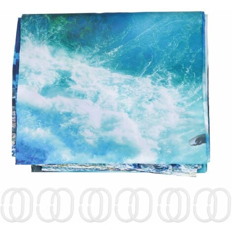 Rideau de douche Plastique PVA 180x200cm Motif dauphins Bleu