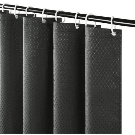 (180x200cm) Duschvorhang Stoff Anti-Schimmel und Waschbar Dunkelgrau Waffel Dicke Badewannenvorhänge Wasserdicht aus Polyester für Badewanne Badezimmer