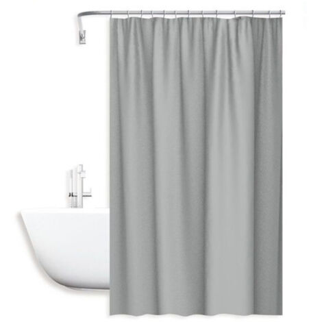 180x200cm Rideau De Douche Imperméable Anti-moisissure Avec Anneaux Salle De Bain Gris Clair 69850