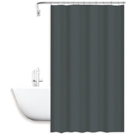 180x200cm Rideau De Douche Imperméable Anti-moisissure Avec Anneaux Salle De Bain Gris Foncé 79718