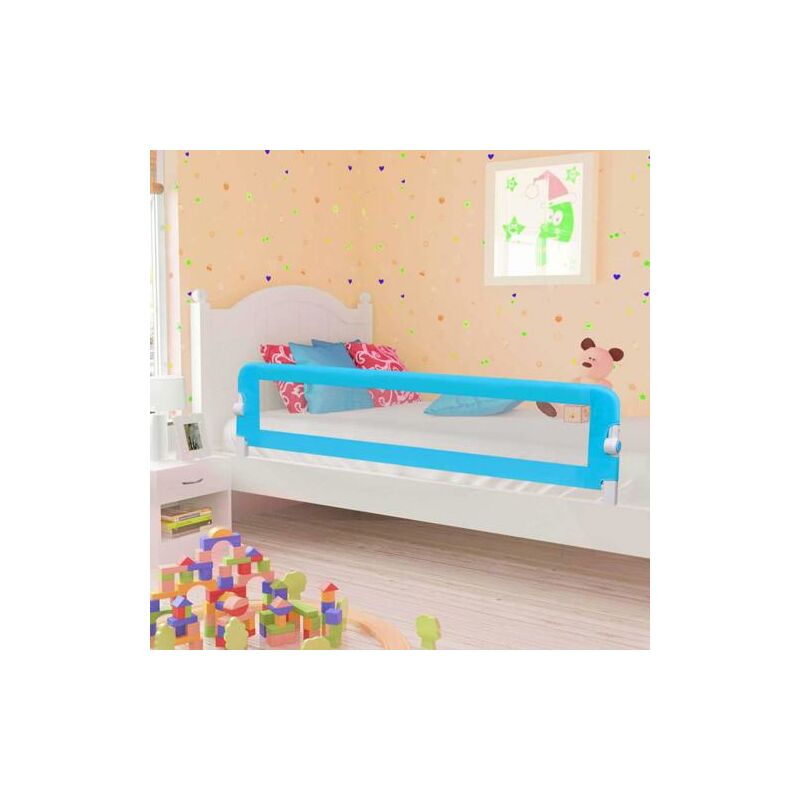 Grosmonde - 180x42 cm Barrière de sécurité de lit enfant Polyester - Bleu - Bleu
