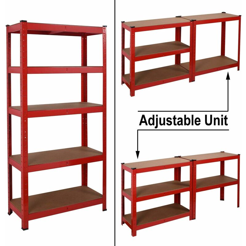 180x90x40cm Heavy Duty 5 Tier Boltless Shelving Unit Warehouse Garage Utility Home Storage Rack, Adjustable - Can be split to create 2 seperate Shelf