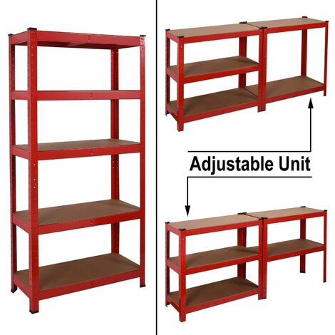 180x90x40cm Heavy Duty 5 Tier Boltless Shelving Unit Warehouse Garage Utility Home Storage Rack, Adjustable - Can be split to create 2 seperate Shelf Units 
