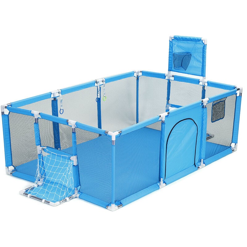 Drillpro - 181x122x61cm Parc bébé pour enfants boules de piscine cloture parc Aire de Jeu avec Porte de Sécurité Bleu Clair