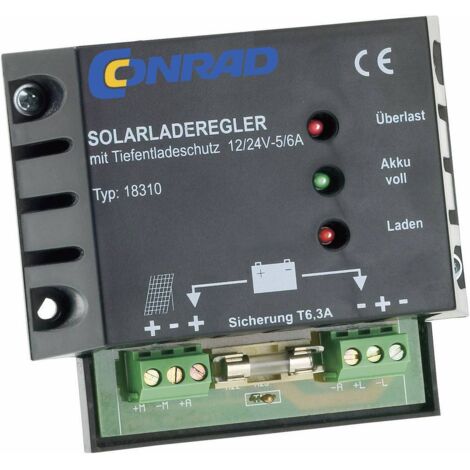 18310 Régulateur de charge solaire PWM 12 V, 24 V 6 A