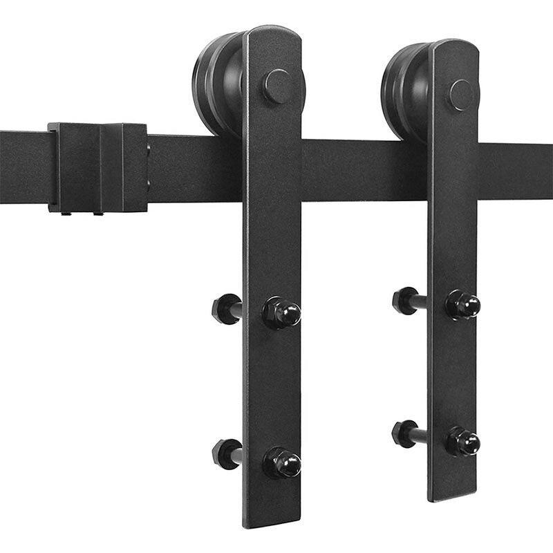 

183cm Puertas Kit de Accesorios para Puerta Correderas de Granero Puerta Montaje Juego de Piezas de Metal Rieles Rodillo