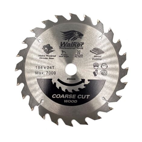 WALKER 184mm x 20mm Bore x 24T Teeth TCT Wood Cutting Circular Saw Blade 2.6mm Kerf