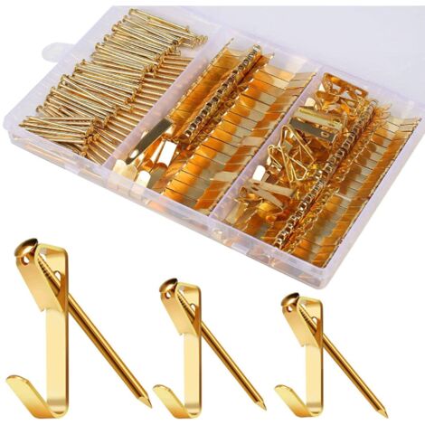 184pcs Kit De Support Pour Photo Cadre En Acier Inoxydable Attache Cadre Crochets De Suspension Photo Crochet Miroir  Suspendre Assortis Accroche