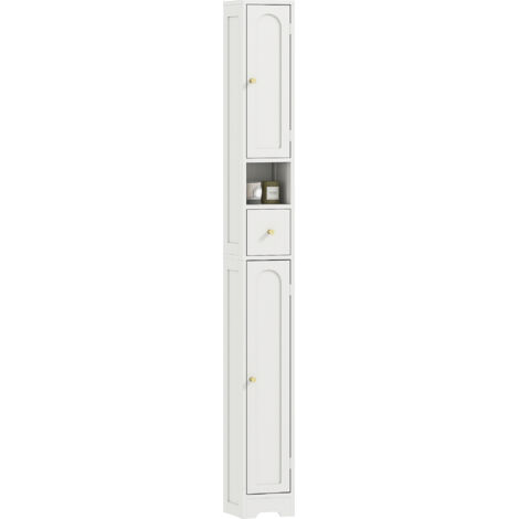 185 cm Tall Bathroom Cabinet with Arched Doors - White
