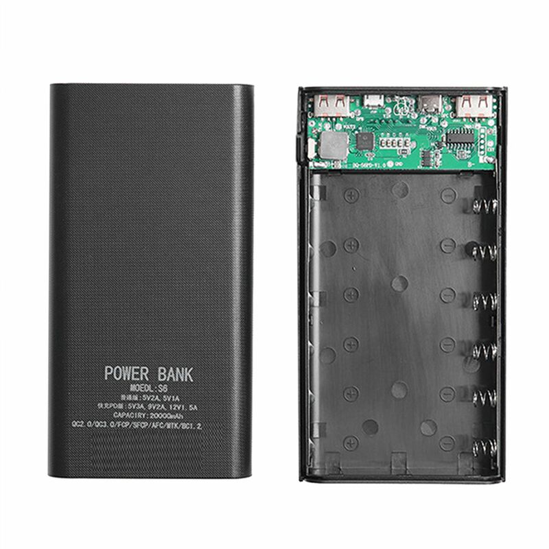 18650 Batterie Power Bank Box 5V 2.1A lcd Display 20000MAh Power Board pour 6X18650 Batterie diy Powerbank Case (Noir)