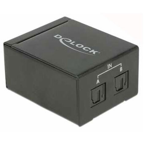 18767 DeLock Commutateur 2 en 1 S/PDIF Toslink - Commutateur 2 entrées S/PDIF Toslink vers une sortie S/PDIF Toslink Jack 3.5 mm femelle stéréo / 2x Jack 3.5 mm femelles stéréo