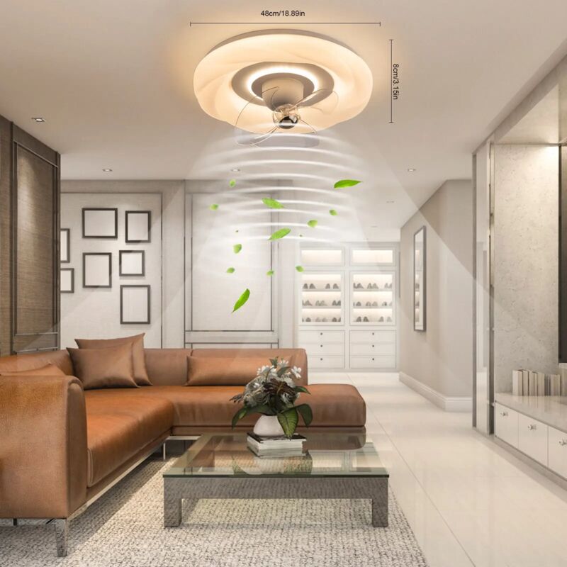 Gojoy - 18,89 pouces Ventilateur de plafond led ventilateur lampe de plafond avec télécommande D'éclairage 45W