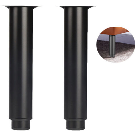 18cm Adjustable Kitchen Legs, Black, 2 Pieces Adjustable Furniture Legs, Adjustable Height from 0 to 150 mm, Round Stainless Steel Metal Sofa Table Legs, Cabinet Legs with Screws