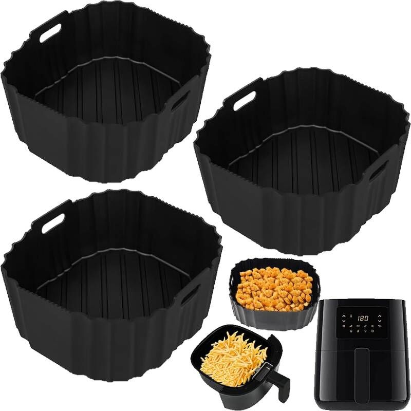 18CM Air Fryer Accessoires, 3 Pièces Moule Silicone Airfryer pour Philips 3000 L 4,1L (HD9252, HD9255) Friteuse sans Huile, Réutilisable au lieu du