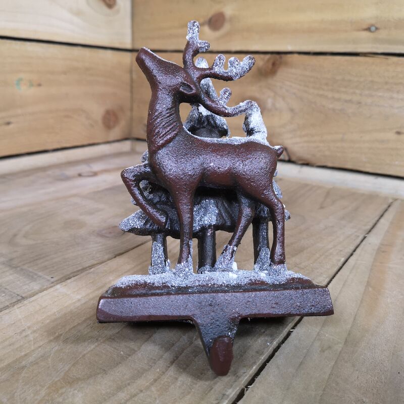 18cm Christmas Reindeer With Festive Tree Scene In Bronze And Glitter