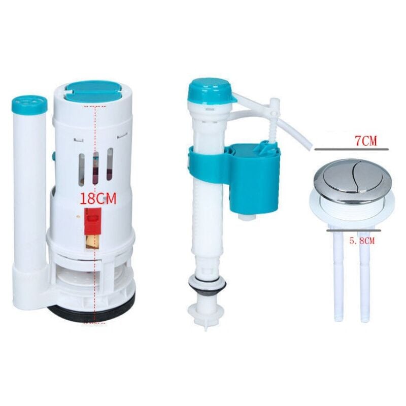 Csparkv - 18cm - Ensemble 3 pièces - Mécanisme de chasse pour réservoir encastré - Convient aux toilettes à chasse d'eau monobloc