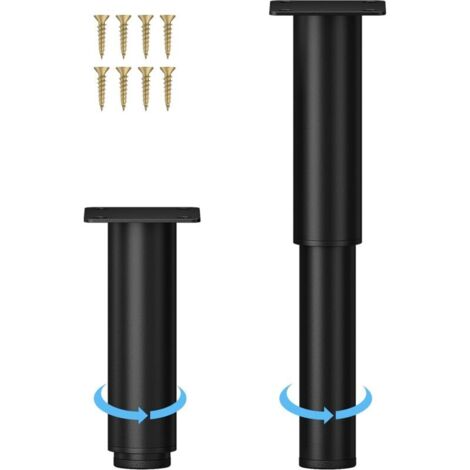 18cm Pied Cuisine Réglables，Noir，2 Pièces Pieds de Meubles Réglables, Hauteur Réglable est de 0 à 150 mm,Pieds d'armoire avec des Vis