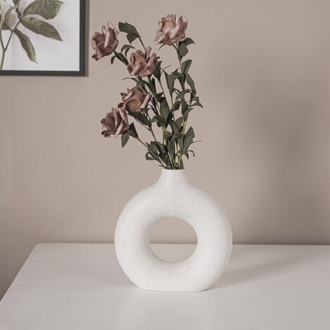 18cmW x 19cmH Nordic Style Ceramic Round Vase in White