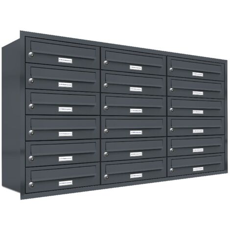 18er Briefkasten Anlage Unterputz Montage RAL 7016 Anthrazit