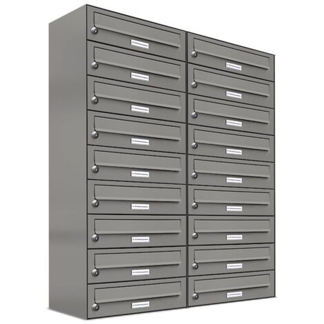 18er Premium Briefkasten Aluminiumgrau RAL Farbe 9007 für Außen Wand Postkasten 2x9