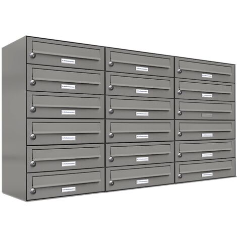 18er Premium Briefkasten Aluminiumgrau RAL Farbe 9007 für Außen Wand Postkasten 3x6