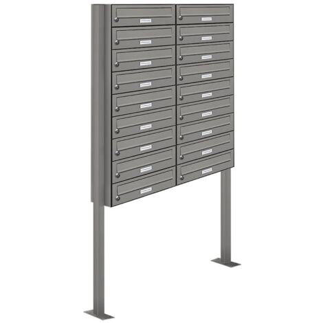 18er Premium Standbriefkasten RAL 9007 freistehend Postkasten Ständer 2x9