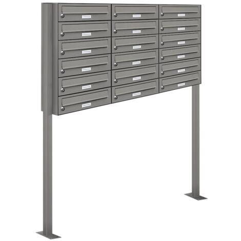 18er Premium Standbriefkasten RAL 9007 freistehend Postkasten Ständer 3x6