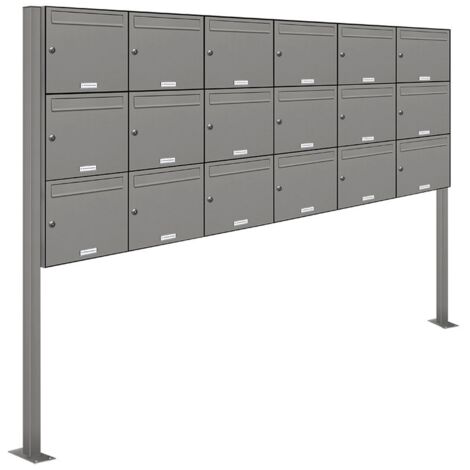 18er Premium Standbriefkasten RAL 9007 freistehend Postkasten Ständer 6x3
