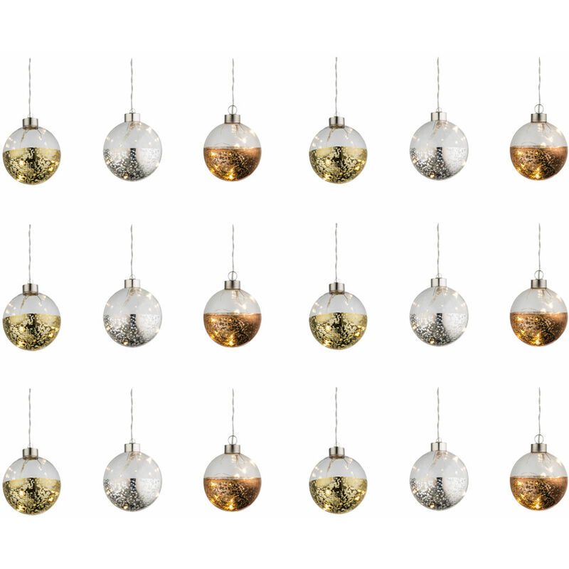18er Set LED Hänge Leuchten gold Glas Kugeln Weihnachts Deko silber Wohn Zimmer Lampen Advents Pendel bronze 23249-18