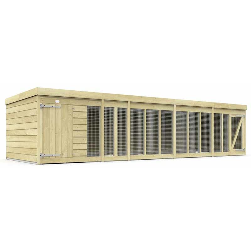 18ft x 6ft Dog Kennel and Run - Wood - L 185 x W 533 x H 127 cm