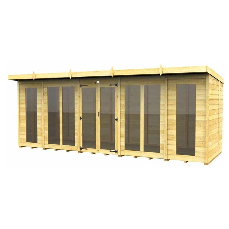 18ft x 7ft Pent Summer House (Full Height Window) - Wood - L 214 x W 533 x H 201 cm