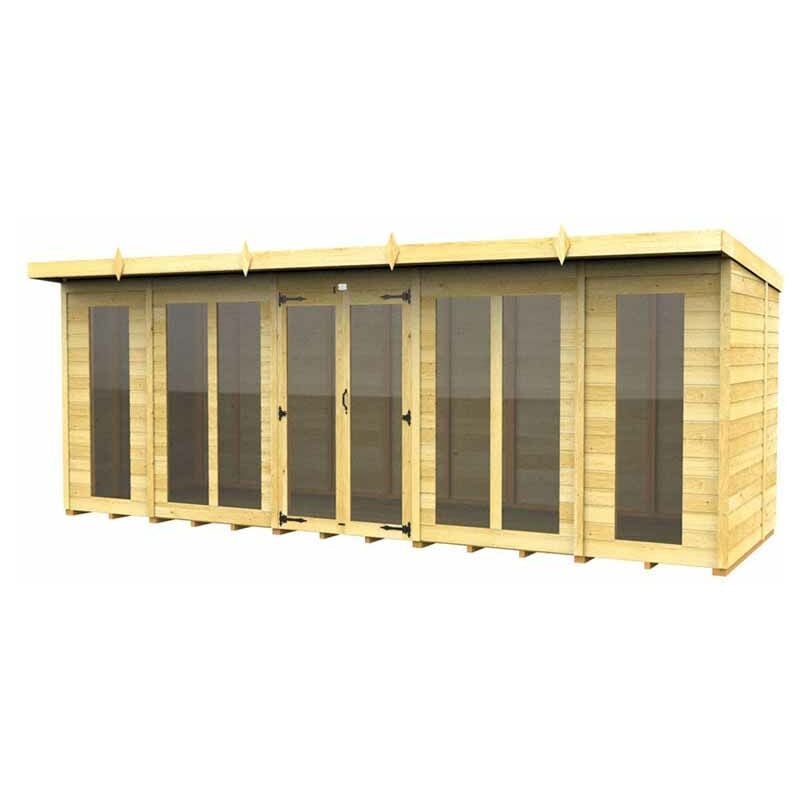 18ft x 8ft Pent Summer House (Full Height Window) - Wood - L 231 x W 533 x H 201 cm