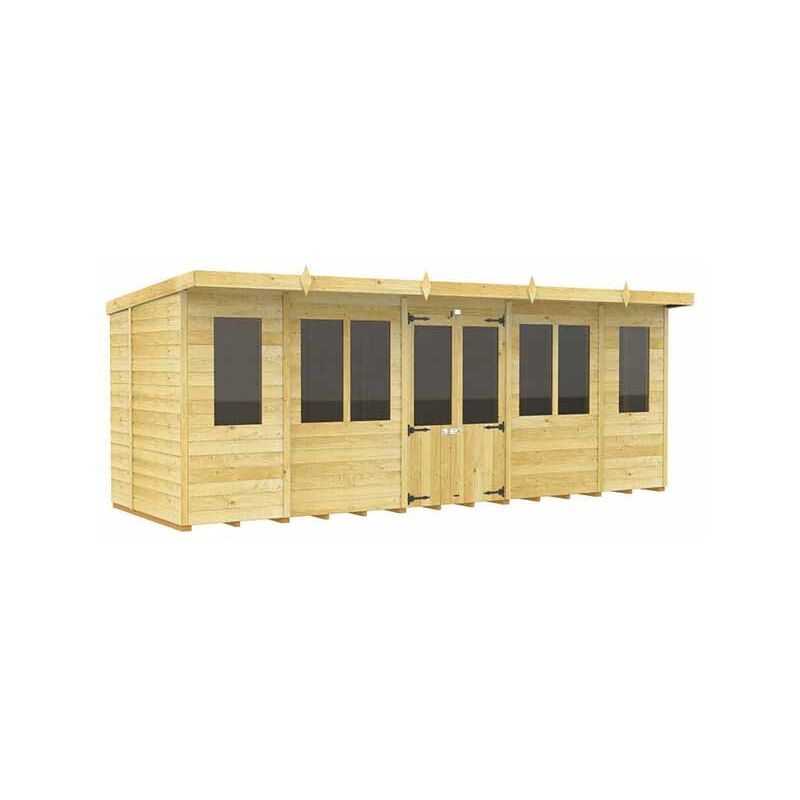 18ft x 8ft Pent Summer House - Wood - L 231 x W 533 x H 201 cm