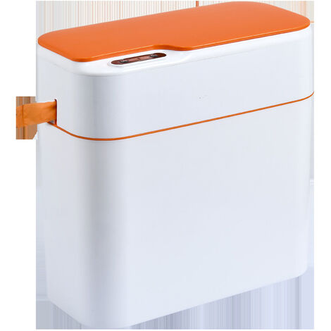 18L Intelligente Automatische Induktion Mülleimer Küche Haushalt Wohnzimmer Bad Wc Kordelzug Wasserdichte Mülleimer,Orange,18L