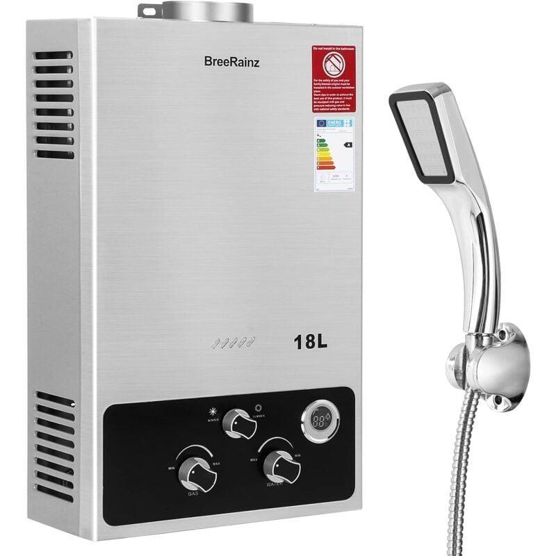 Brisunshine - 18LPM Chauffe-Eau à Gaz,36KW Chauffe-Eau à Gaz Instantané Propane Butane,Pression d'eau de Démarrage Super Basse,pour Maison,Camping-car