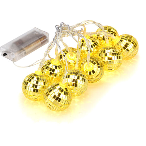 1.8m 10 Lights 5cm Golden Sphere Warm Light Mirror Light String Christmas Lights String Christmas Tree Decoration