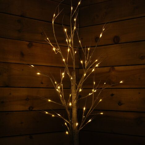 1.8m (6ft) Christmas Outdoor Birch Tree with 80 Warm White LEDs