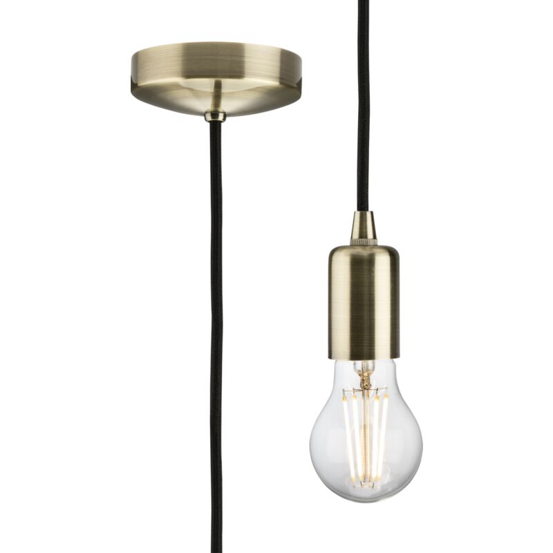 1.8m E27 Contemporary Pendant Set - Antique Brass 230V IP20 80W