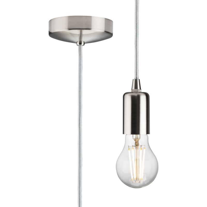 1.8m E27 Contemporary Pendant Set - Brushed Chrome 230V IP20 80W