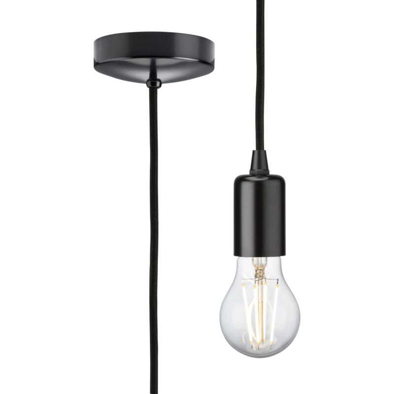 1.8m E27 Contemporary Pendant Set - Matt Black 230V IP20 80W