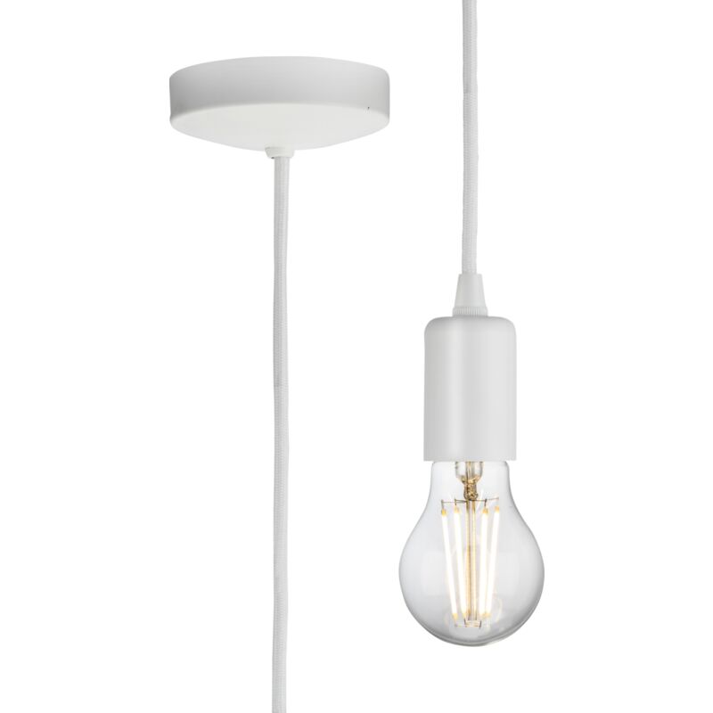 1.8m E27 Contemporary Pendant Set - Matt White 230V IP20 80W