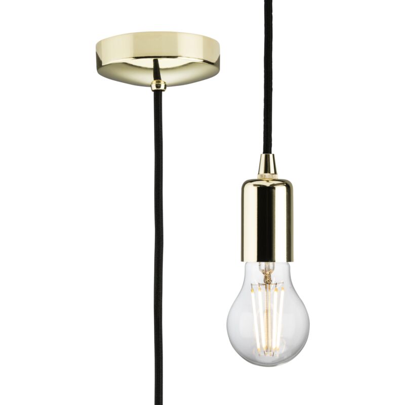 1.8m E27 Contemporary Pendant Set - Polished Brass 230V IP20 80W