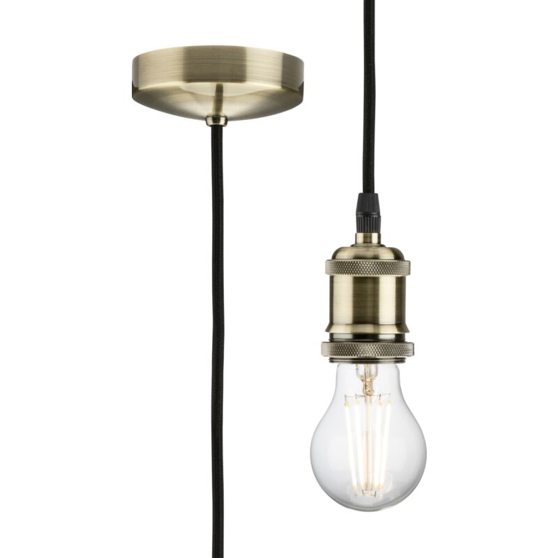 1.8m E27 Vintage Pendant Set - Antique Brass 230V IP20 80W