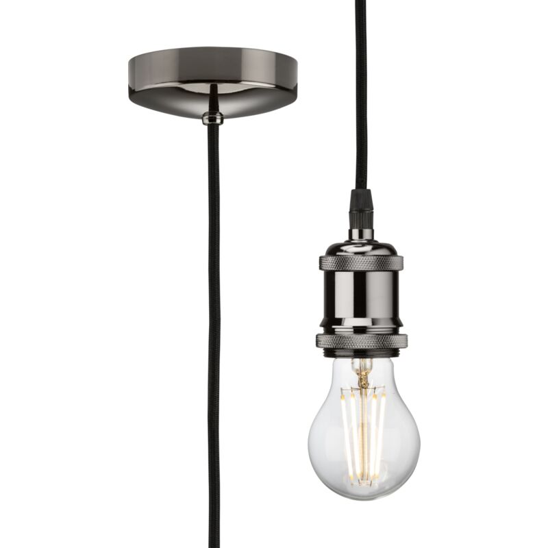 1.8m E27 Vintage Pendant Set - Black Nickel 230V IP20 80W