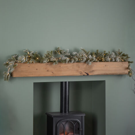 1.8m Frosted Pine Needle Christmas Garland with 120 Warm White LEDs