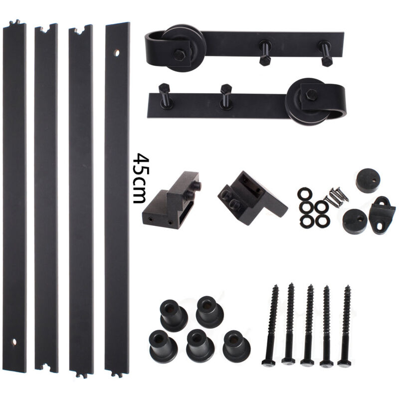Stoex - 1.8M Herraje para Puerta Corredera Kit de Accesorios para Puertas Correderas Juego de Herrajes para Puertas Correderas de Acero al Carbono