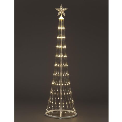 1.8m Light Up Christmas Cone Tree 220 Warm White LEDs Indoor Outdoor Garden Decoration
