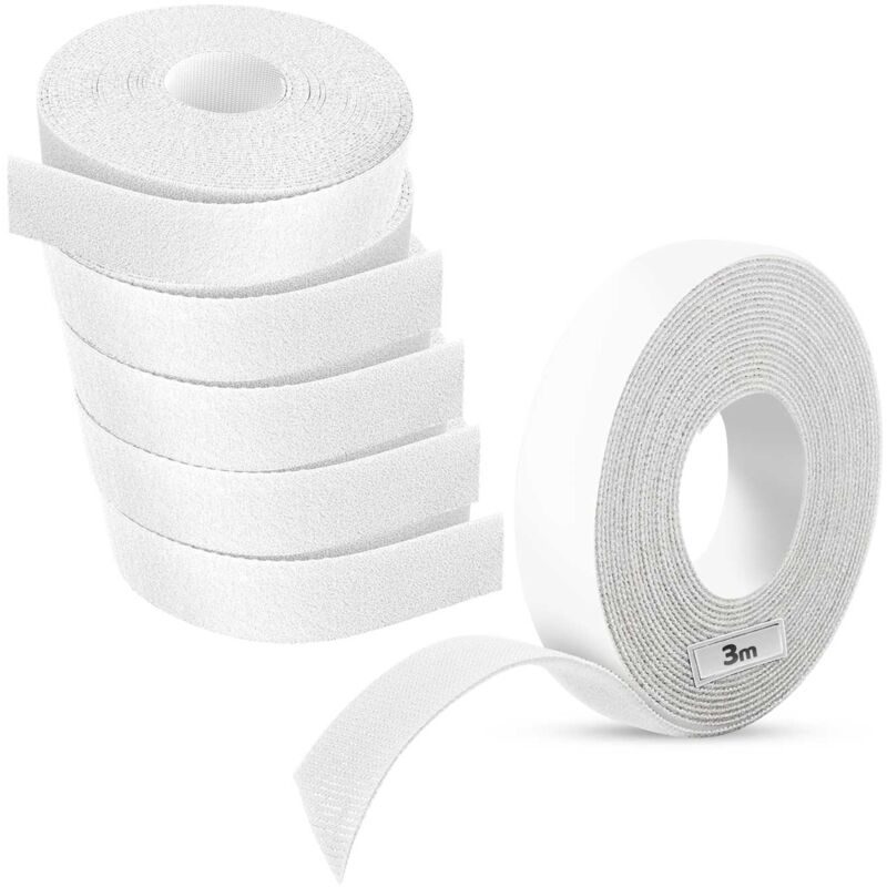 18m Velcro adhésif polyvalent - 6 rouleaux de 3m