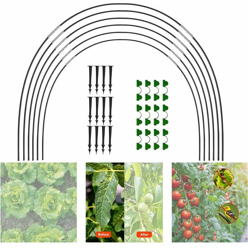 Rapanda - 18PCS Kit De Maison De Cerceau De Jardin, Arceaux pour Serre Tunnel, Plantes Poussent des Tunnels Soutien Maisons Jardinage Un Cadre